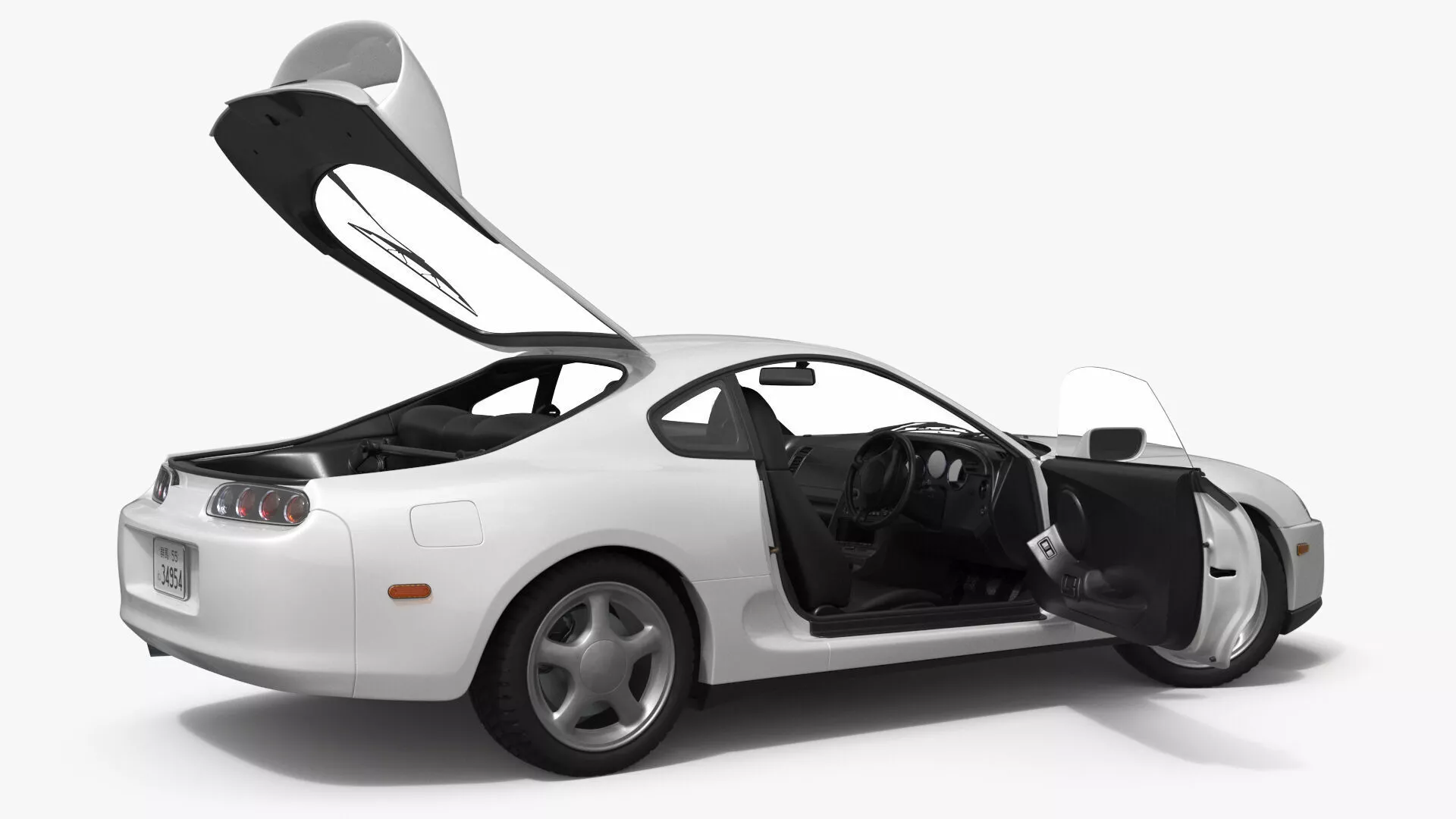 Turbocharged Drift Coupe White Rigged for Cinema 4D 3D model