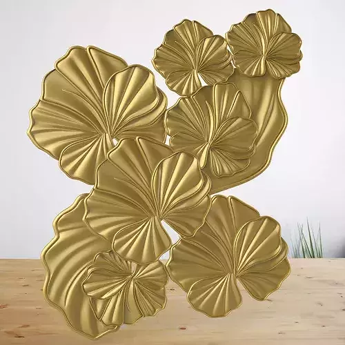 3D Luxury Golden Floral Wall Relief Model for CNC 2000x2400mm