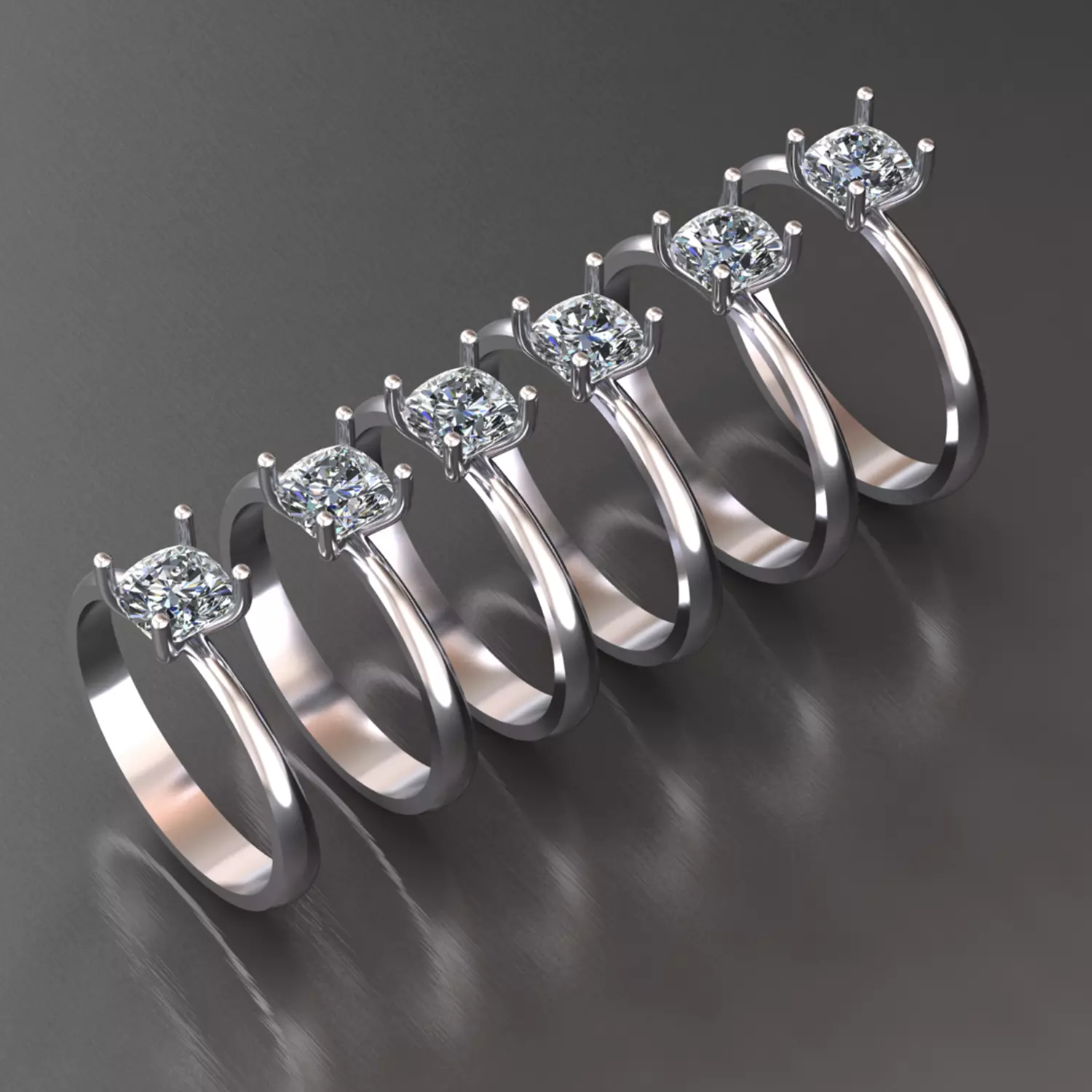 Solitaire Engagement Ring Multi sizes 55 to 60 3D print model