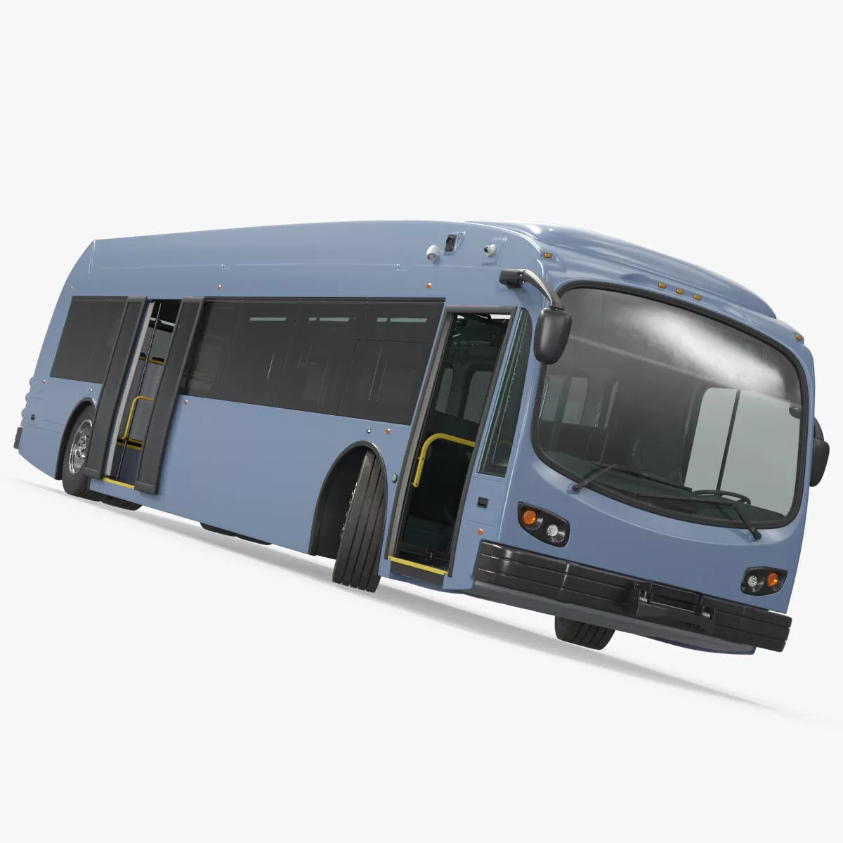 Battery Electric City Bus Light Blue Rigged for Cinema 4D 3D model