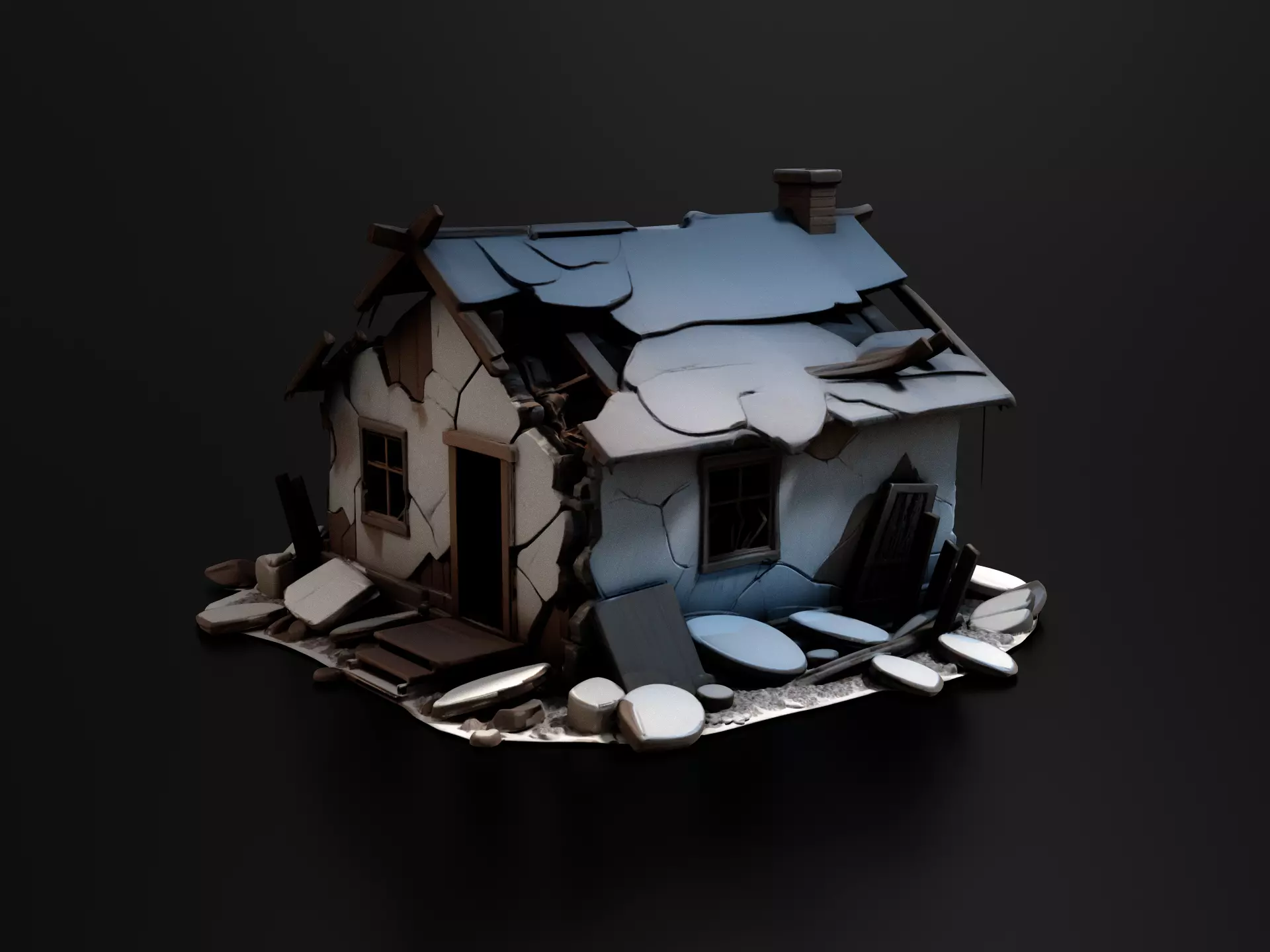 Destroyed Cottage 01 3D print model