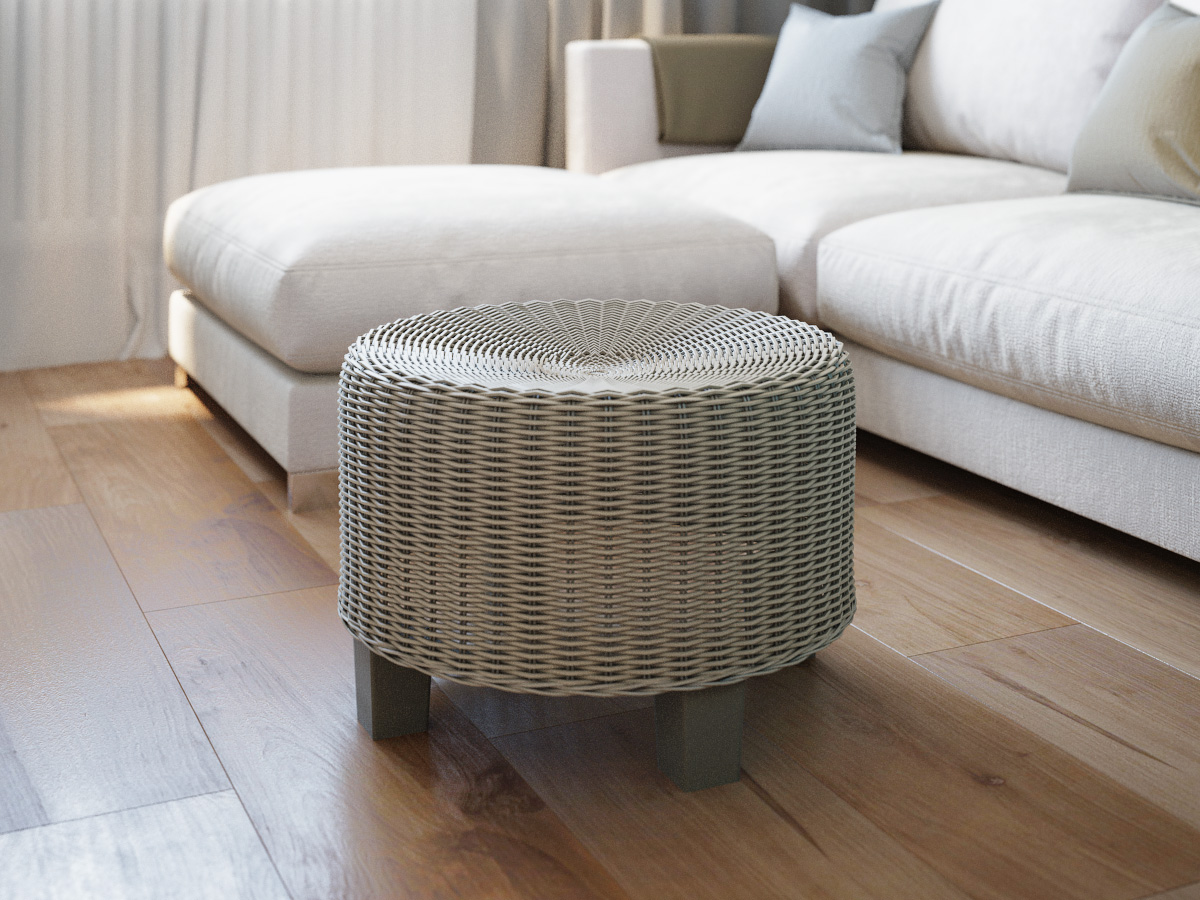Rattan pouf 3D model_6