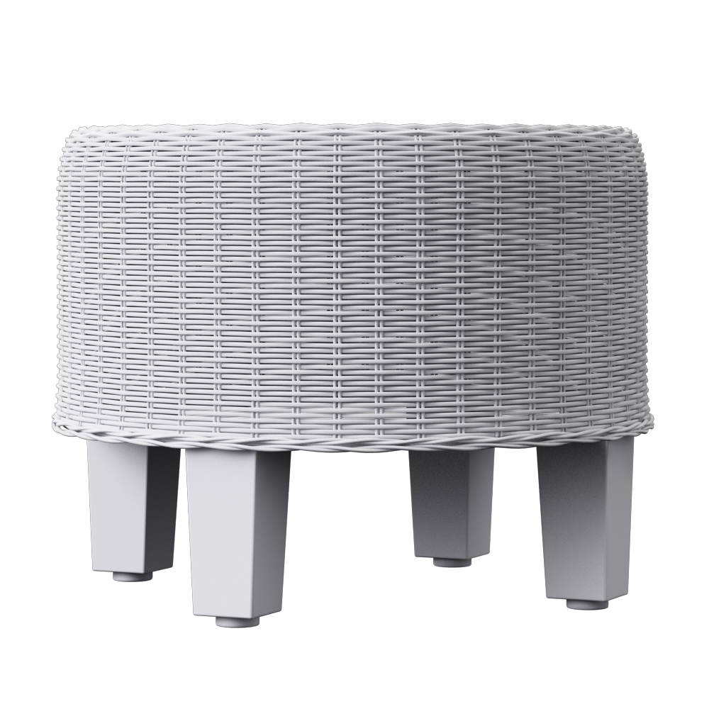 Rattan pouf 3D model_3