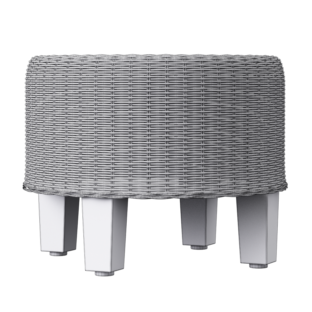 Rattan pouf 3D model_4