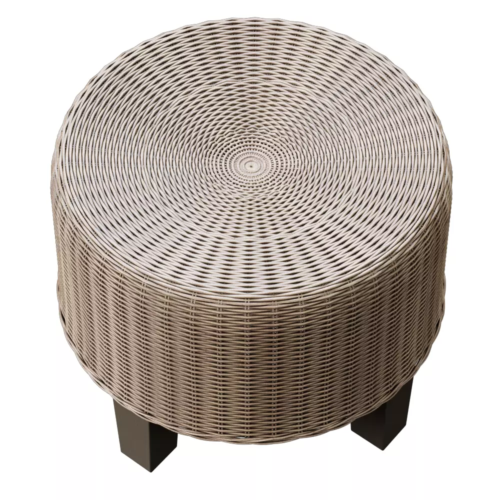 Rattan pouf 3D model_0