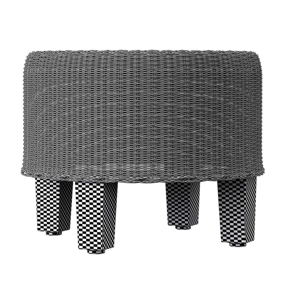 Rattan pouf 3D model_5