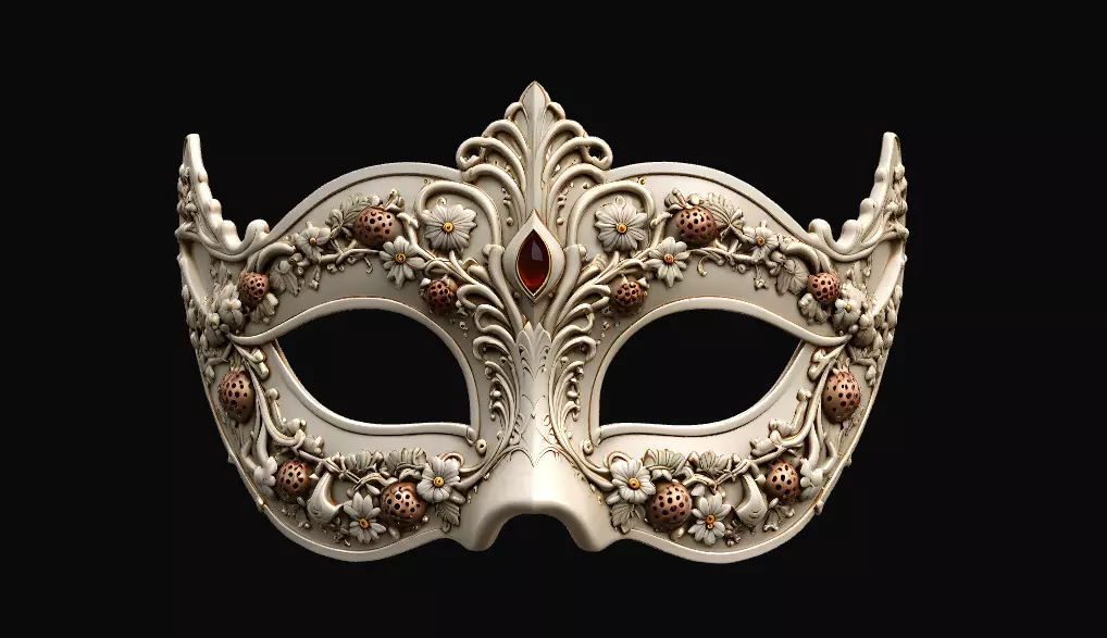 Luxury Strawberry Venetian Mask STL 3D Printable Mask 3D print model