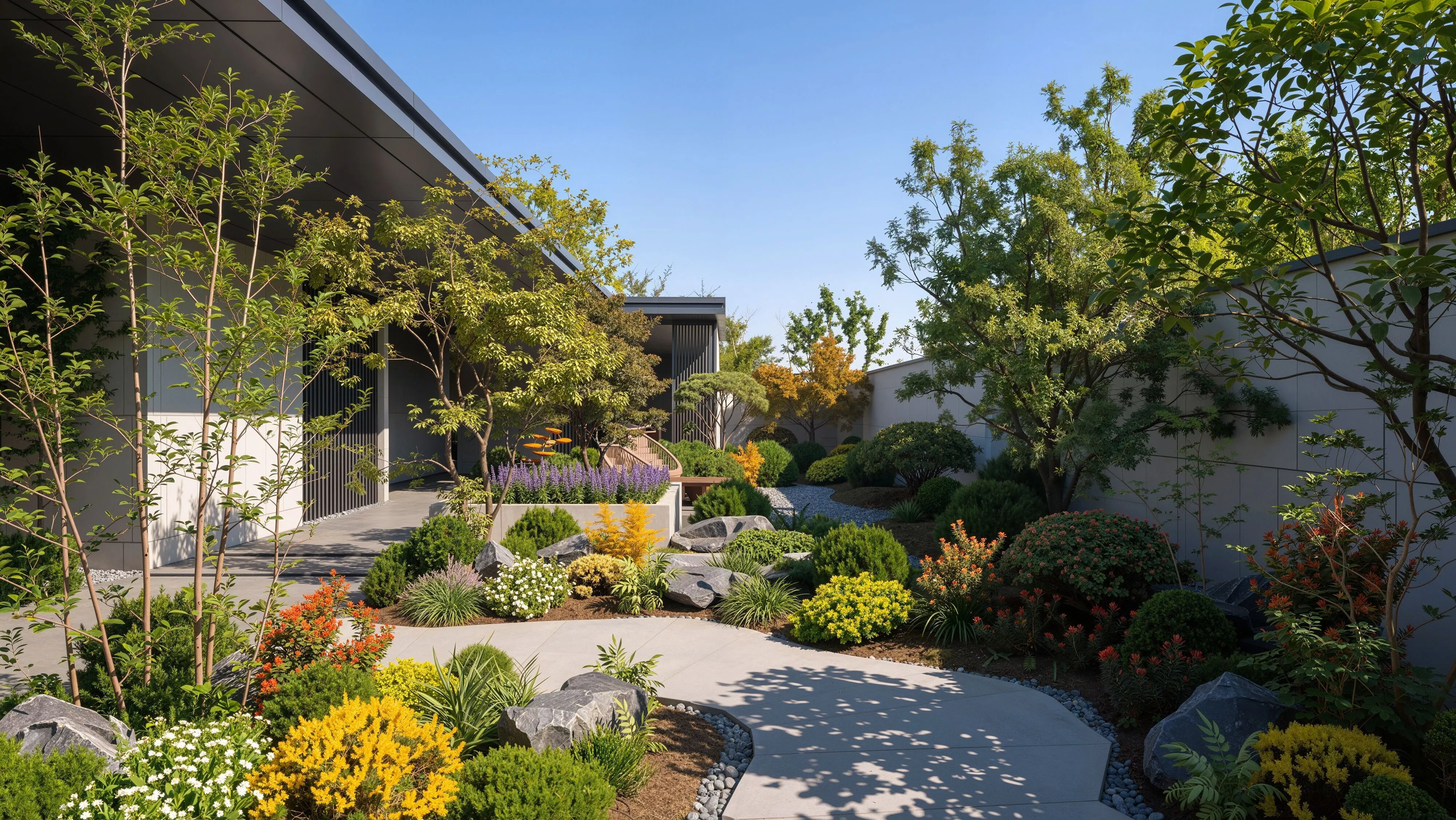 Modern garden courtyard landscape plant combination 3D model