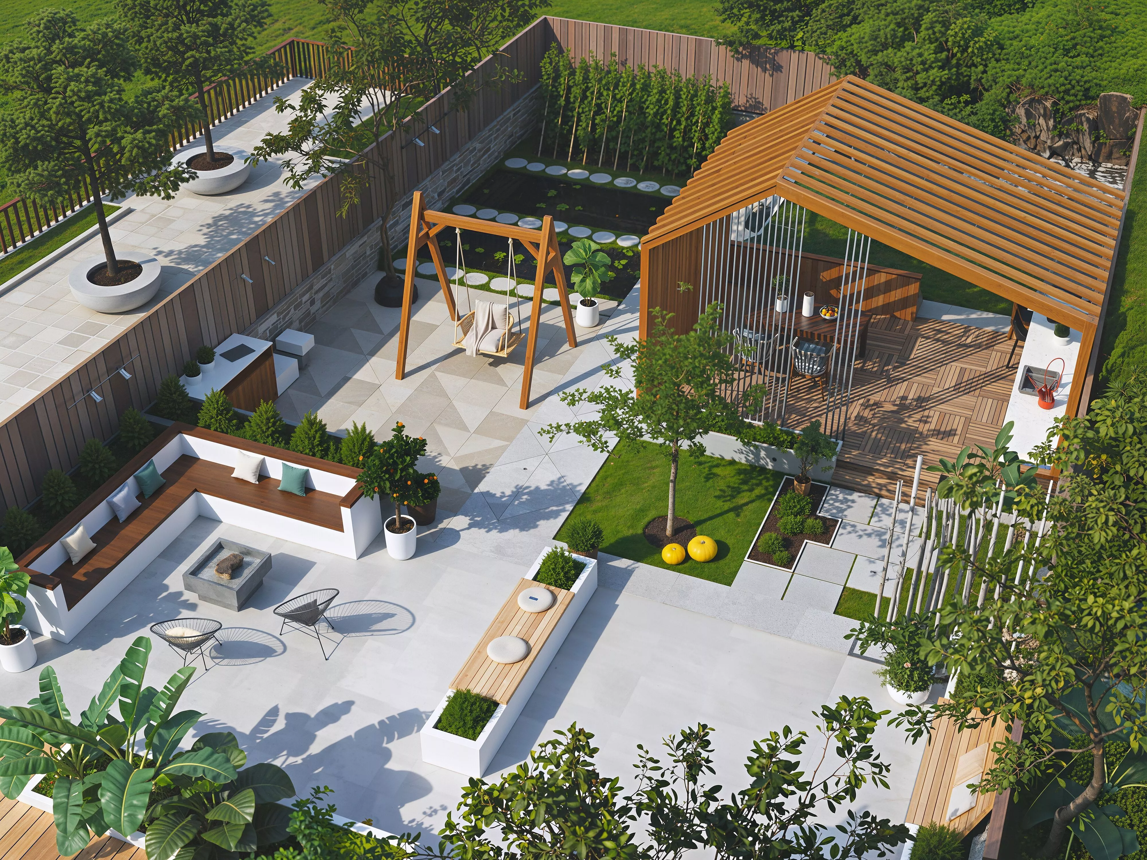 Modern garden courtyard landscape plant combination 3D model