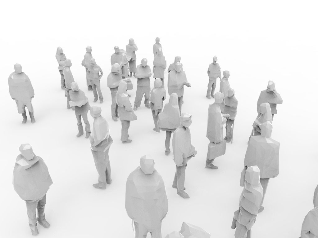 Lowpoly people - group of unique 45 characters  Low-poly 3D model_8