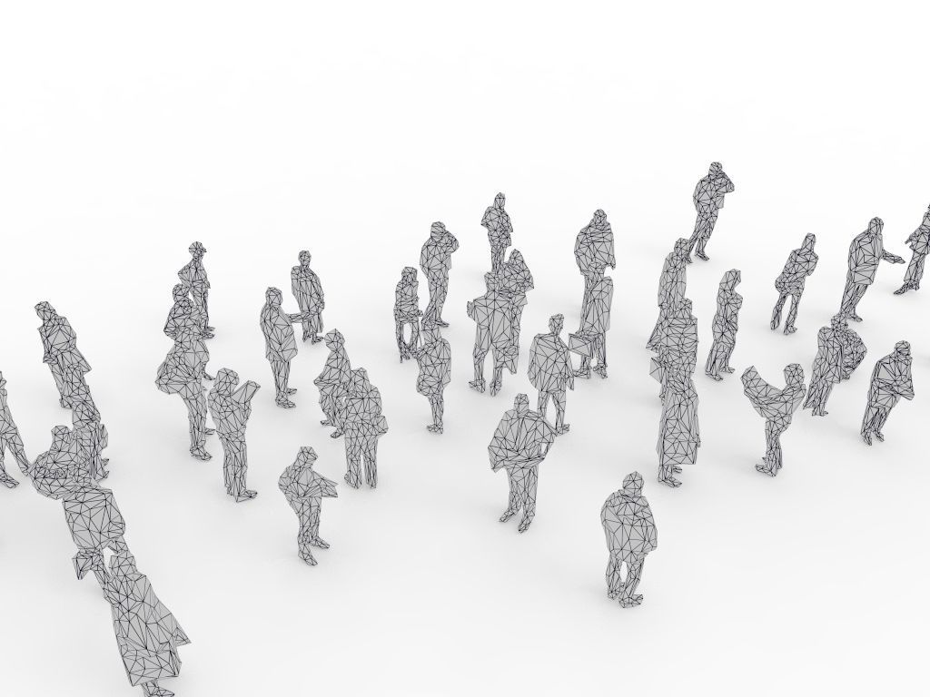 Lowpoly people - group of unique 45 characters  Low-poly 3D model_10