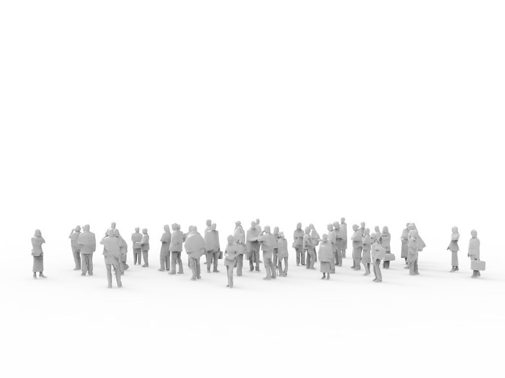 Lowpoly people - group of unique 45 characters  Low-poly 3D model_2