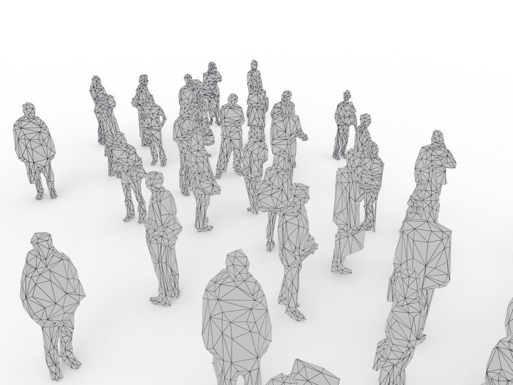 Lowpoly people - group of unique 45 characters  Low-poly 3D model_11