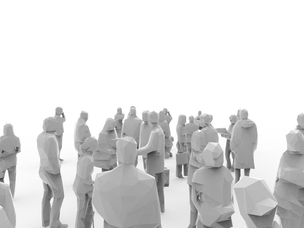 Lowpoly people - group of unique 45 characters  Low-poly 3D model_7
