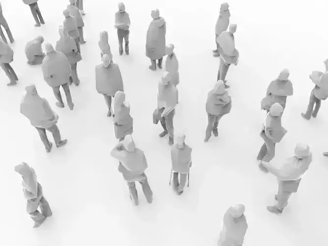 Lowpoly people - group of unique 45 characters  Low-poly 3D model