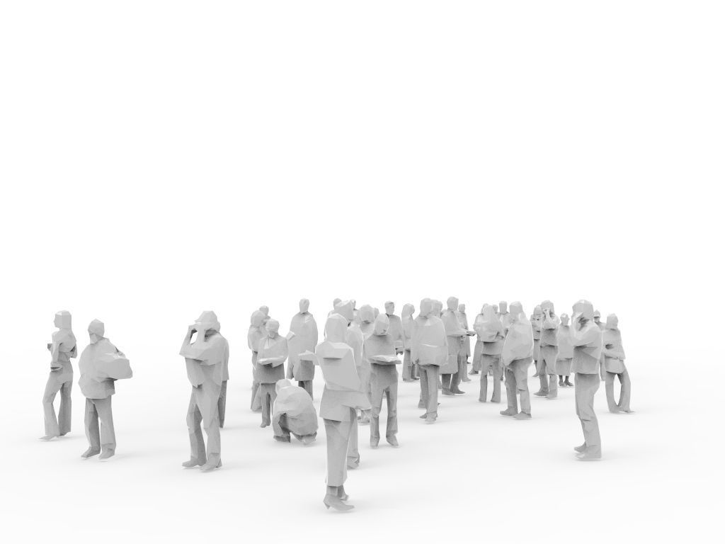 Lowpoly people - group of unique 45 characters  Low-poly 3D model_4