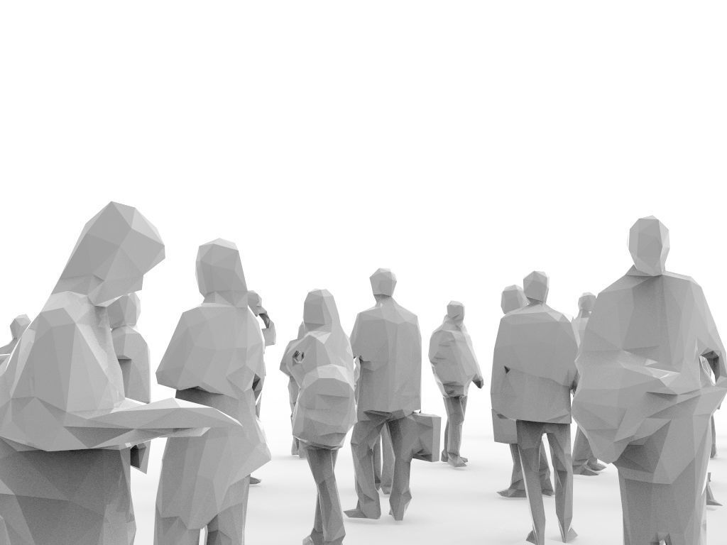 Lowpoly people - group of unique 45 characters  Low-poly 3D model_6