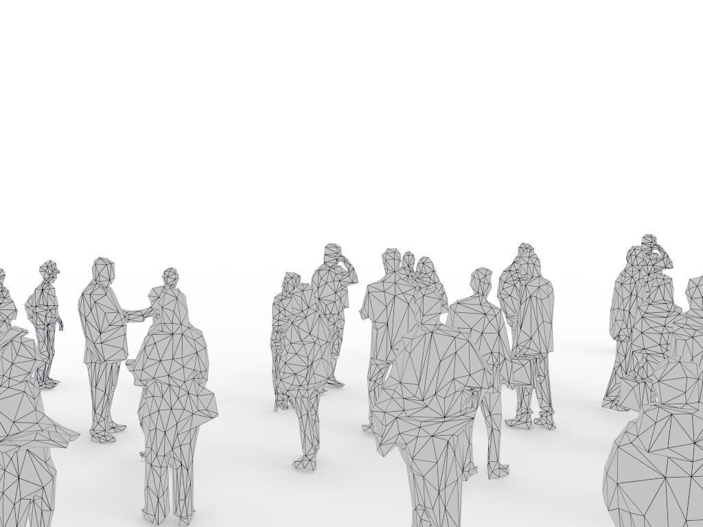 Lowpoly people - group of unique 45 characters  Low-poly 3D model_9