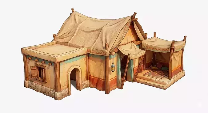 Medieval Desert Tent House 3D Model