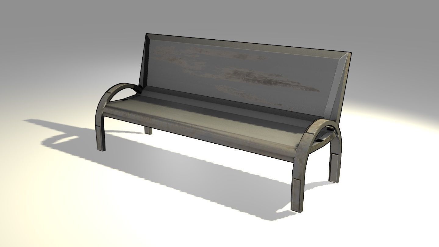 Game-Ready Bus Stop with Bench and Sign Low-poly 3D model_8