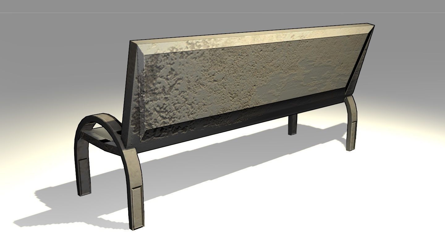 Game-Ready Bus Stop with Bench and Sign Low-poly 3D model_9