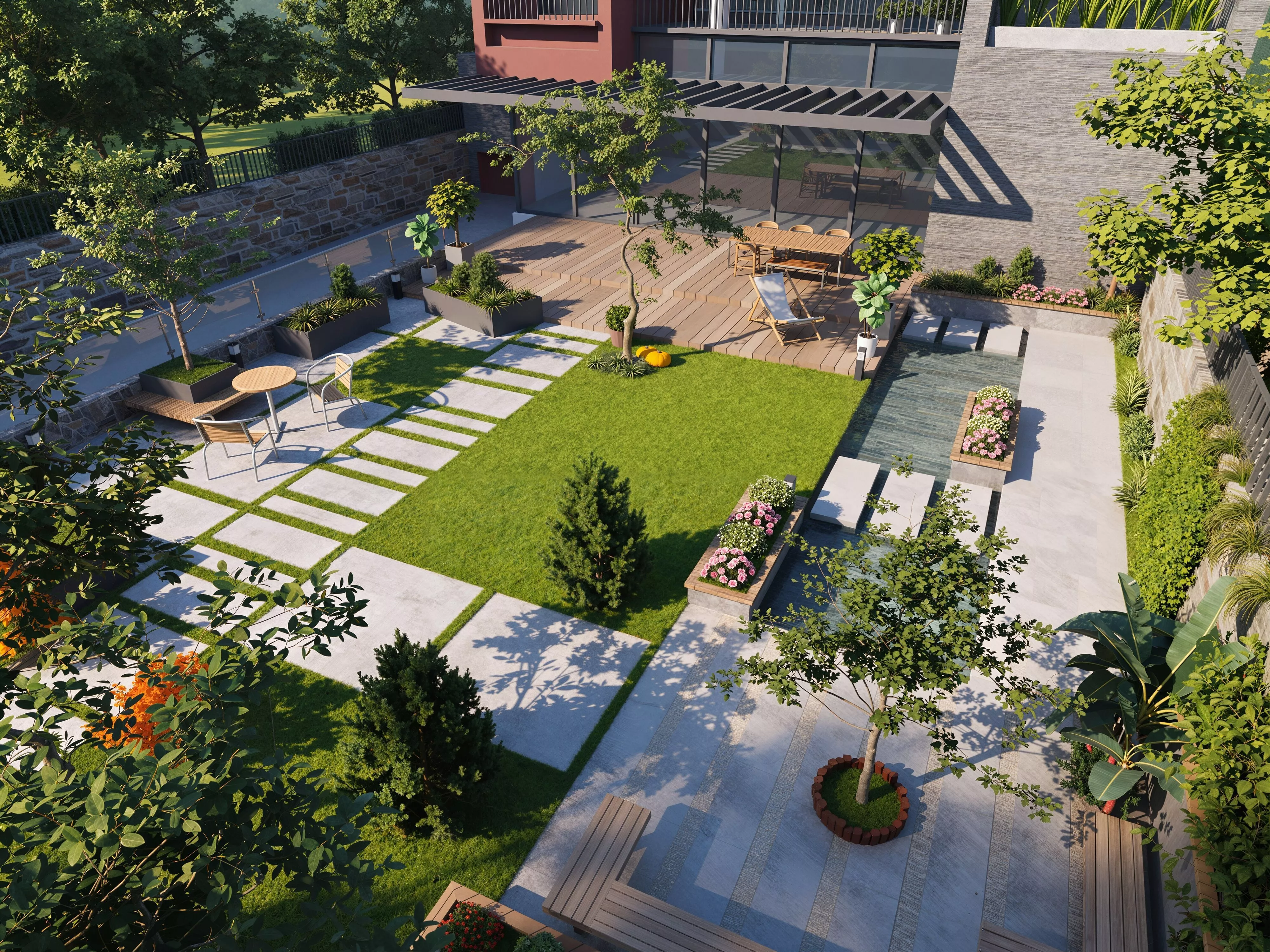 Modern garden courtyard landscape plant combination 3D model