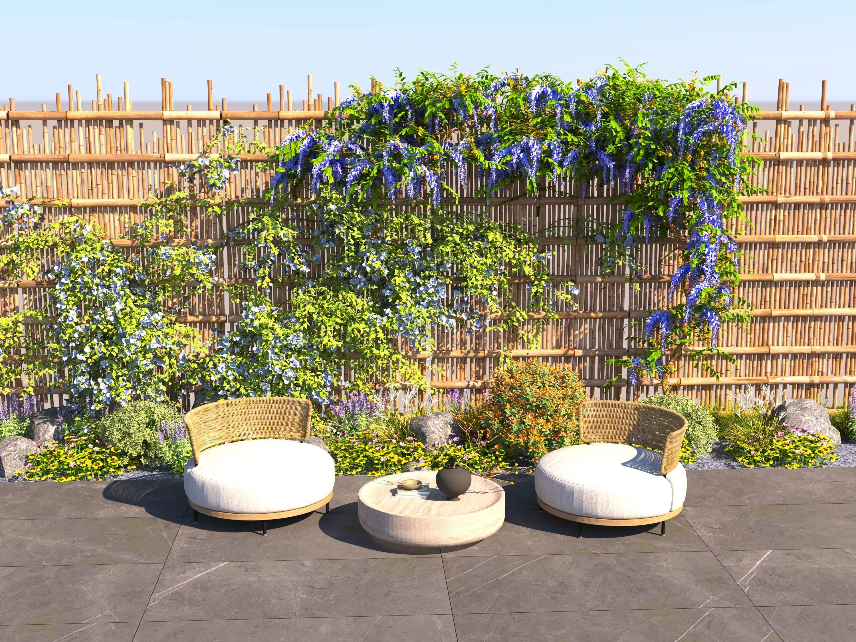 Modern garden courtyard landscape plant combination 3D model