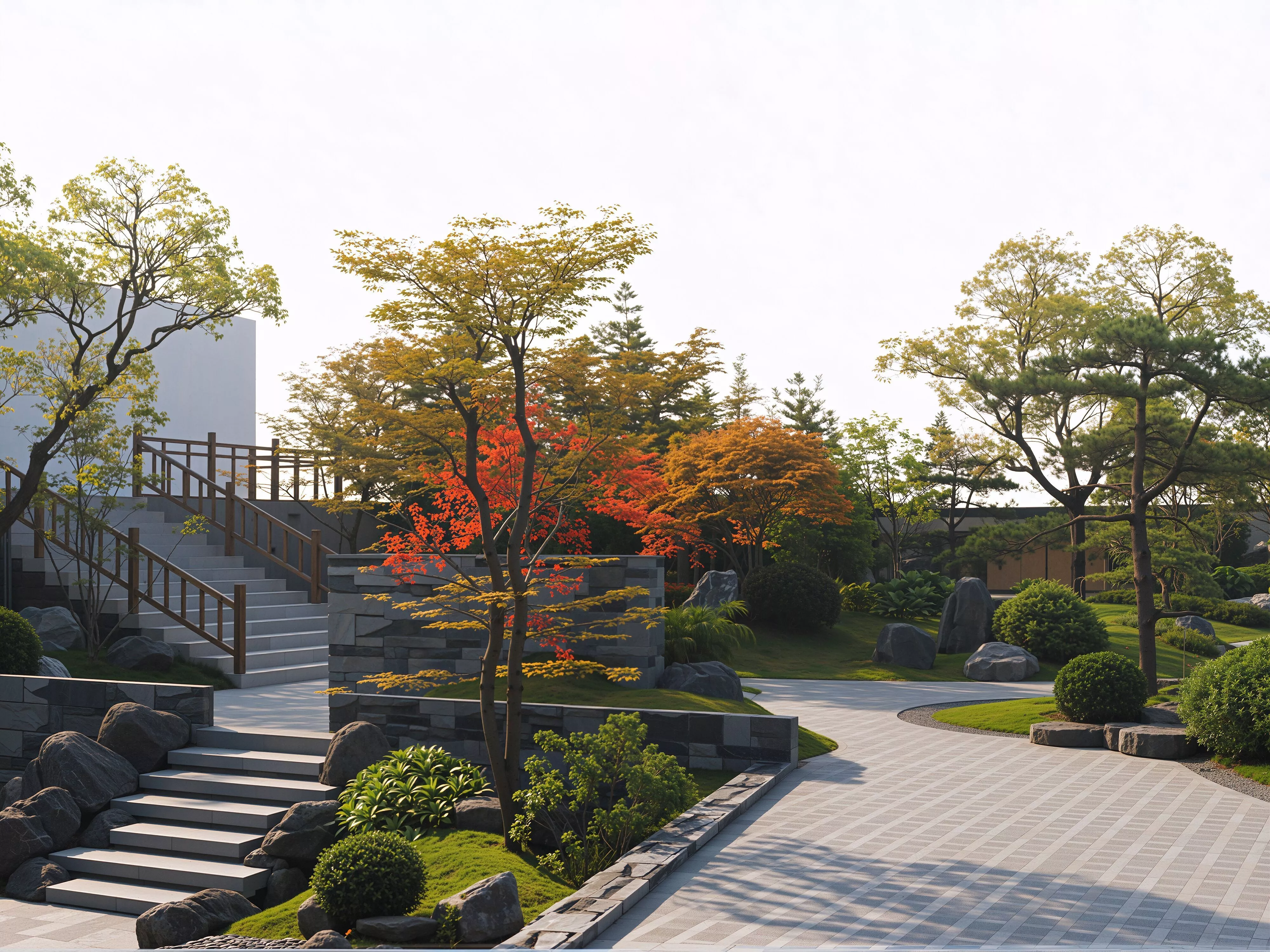 Modern garden courtyard landscape plant combination 3D model