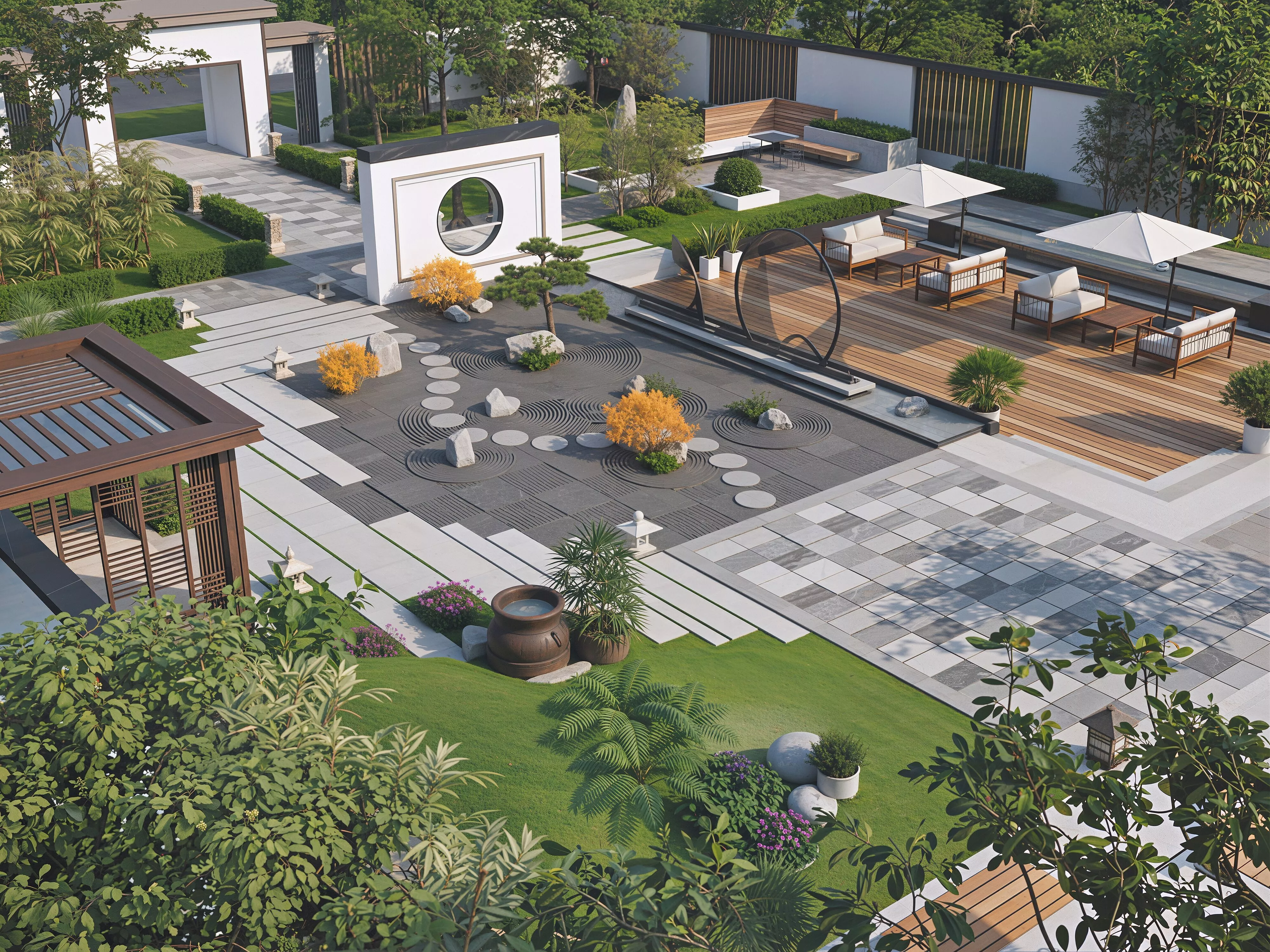 Modern garden courtyard landscape plant combination 3D model