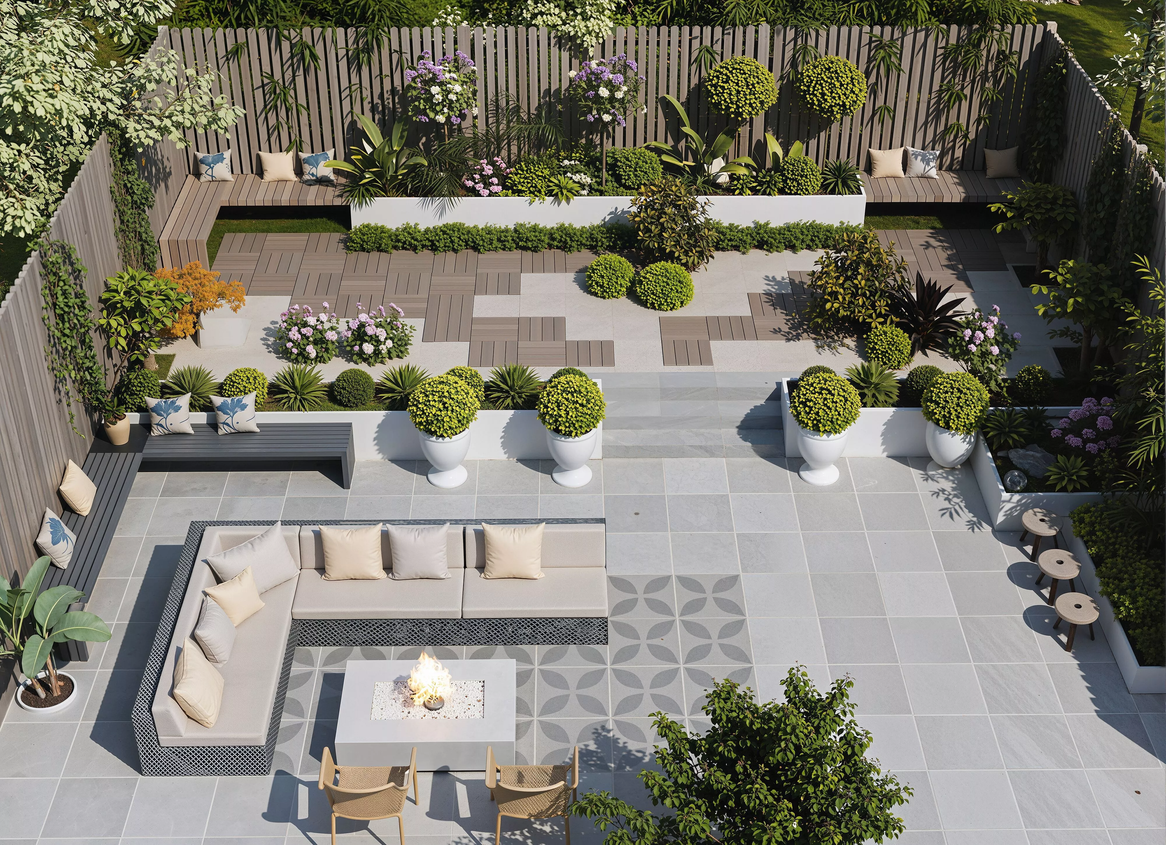 Modern garden courtyard landscape plant combination 3D model