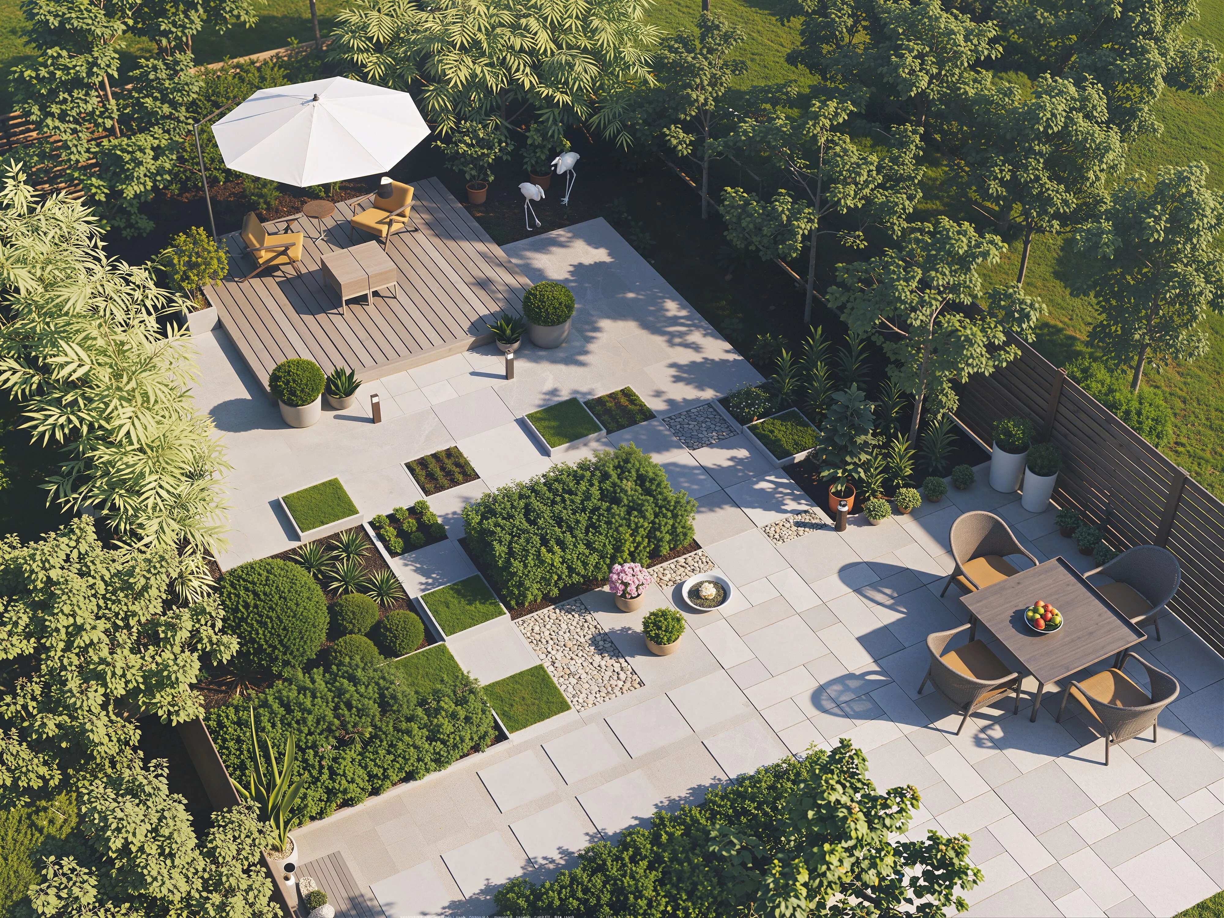 Modern garden courtyard landscape plant combination 3D model