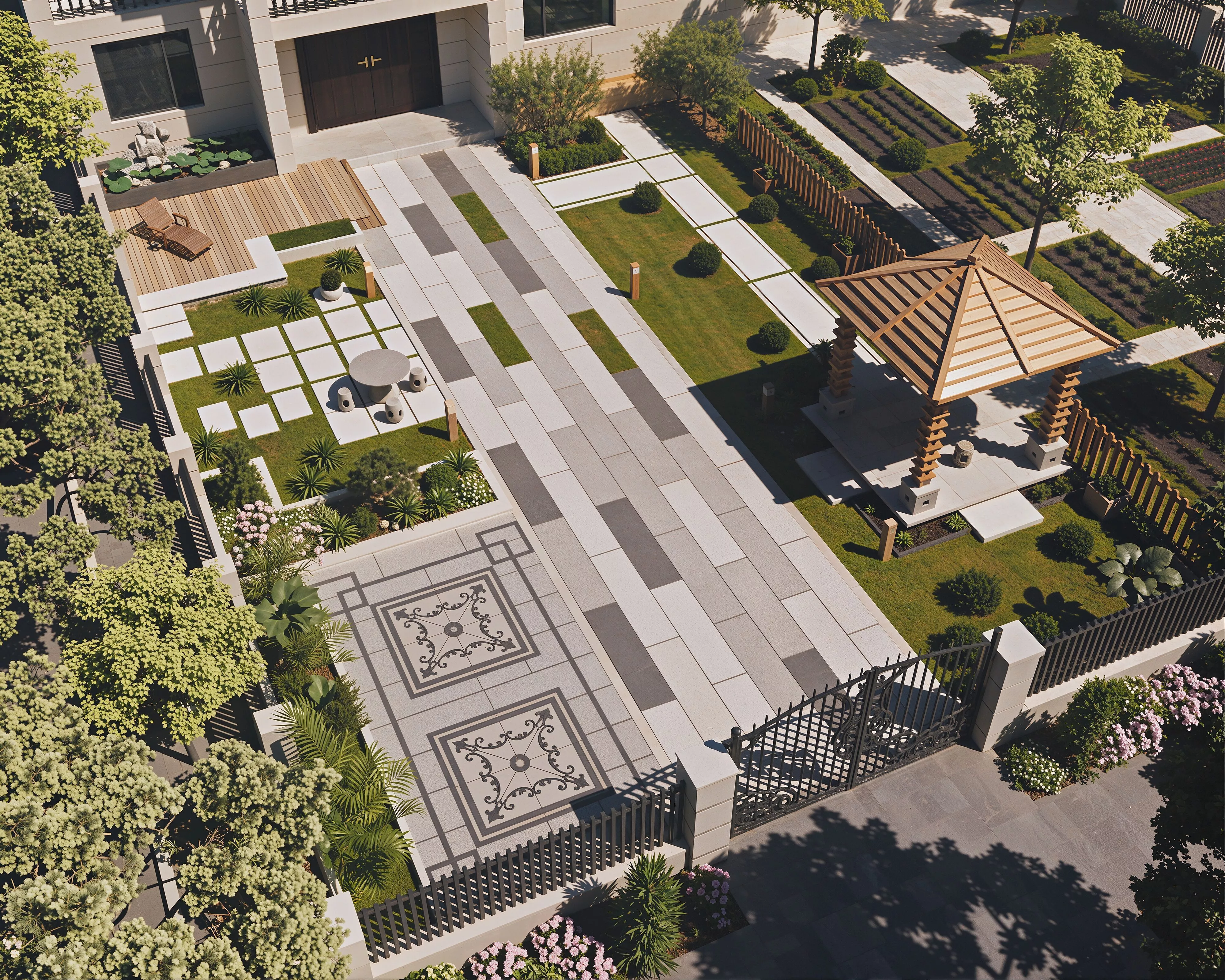 Modern garden courtyard landscape plant combination 3D model