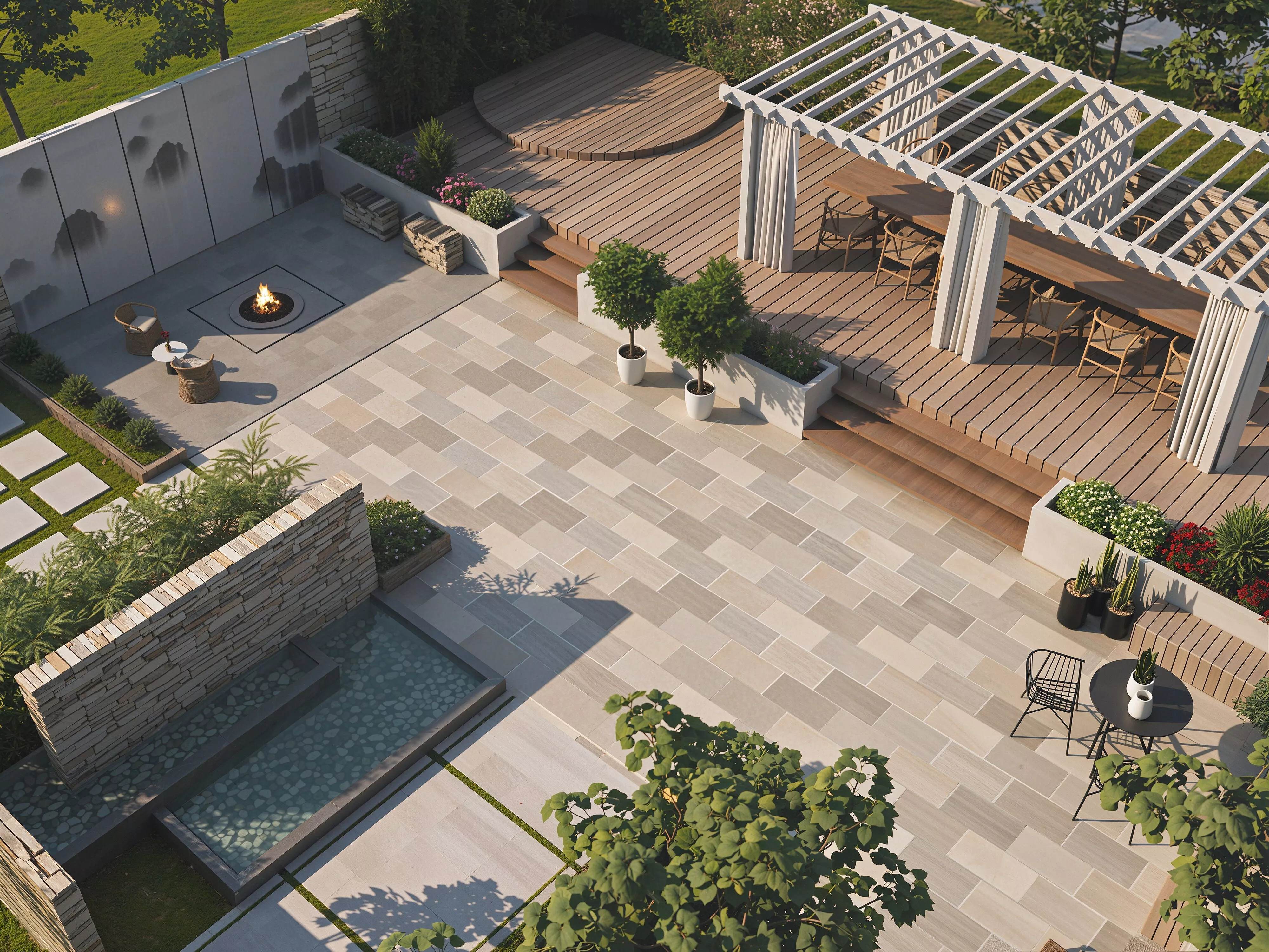 Modern garden courtyard landscape plant combination 3D model