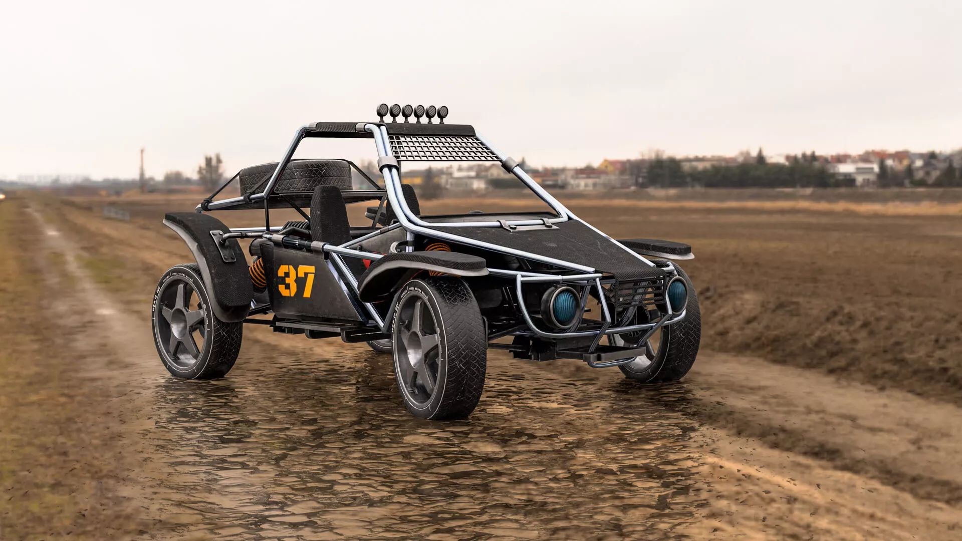 Off-road racing buggy Low-poly 3D model