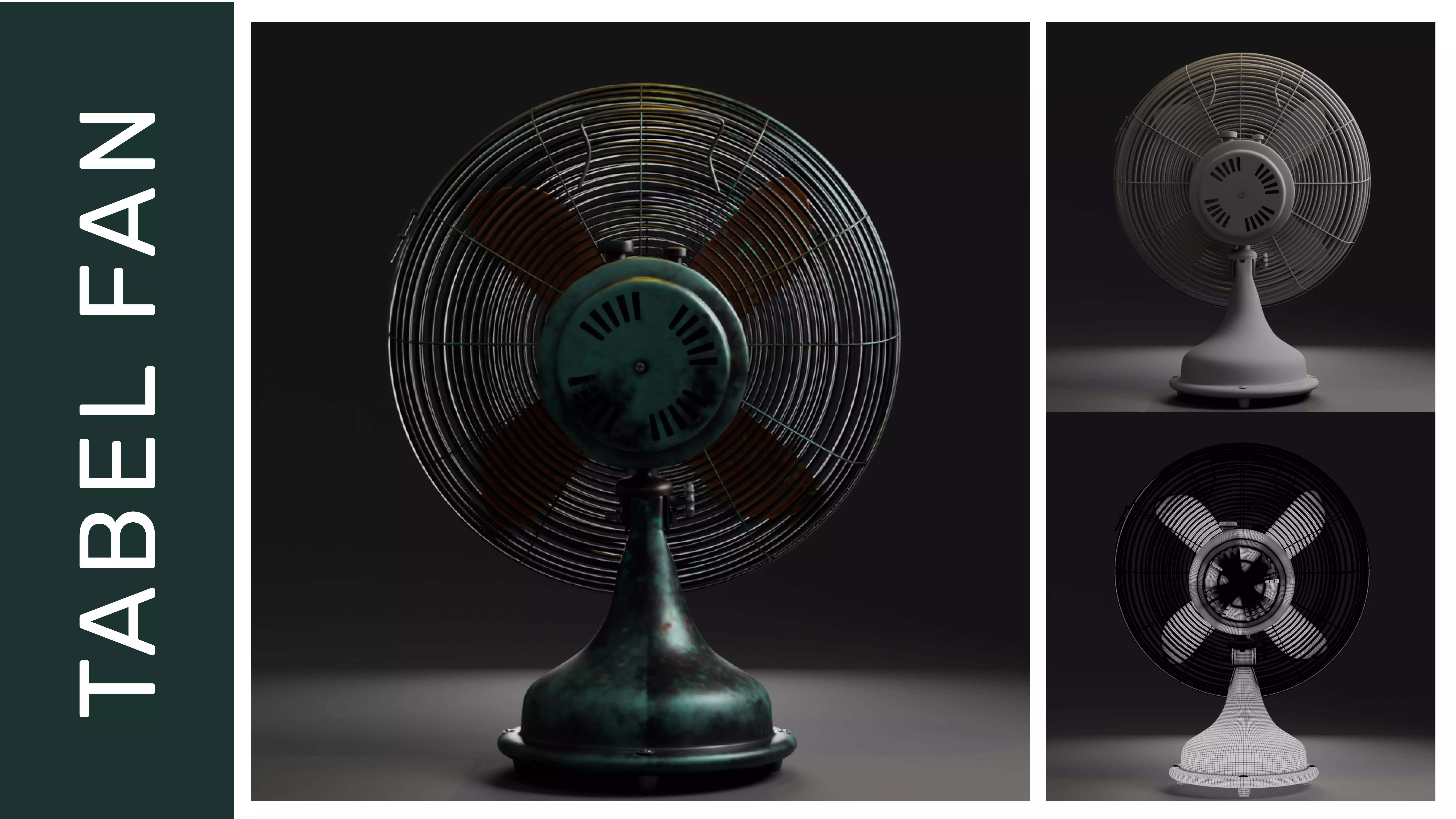 Vintage Metal Table Fan - Antique table fan 3D Model Free 3D model
