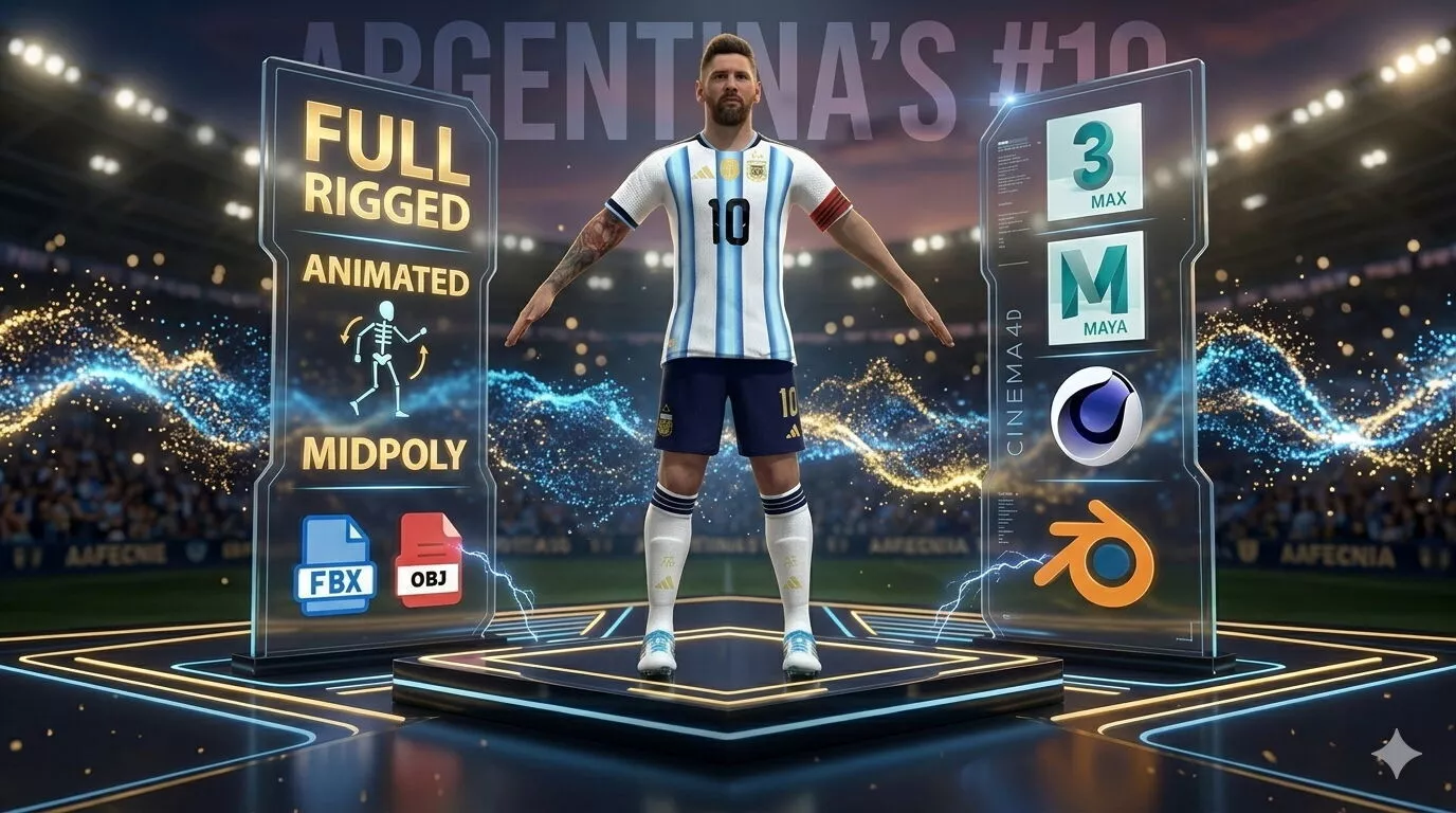 Messi World Cup 2026 - A Pose Full Body Face Rig 3d model 3D model