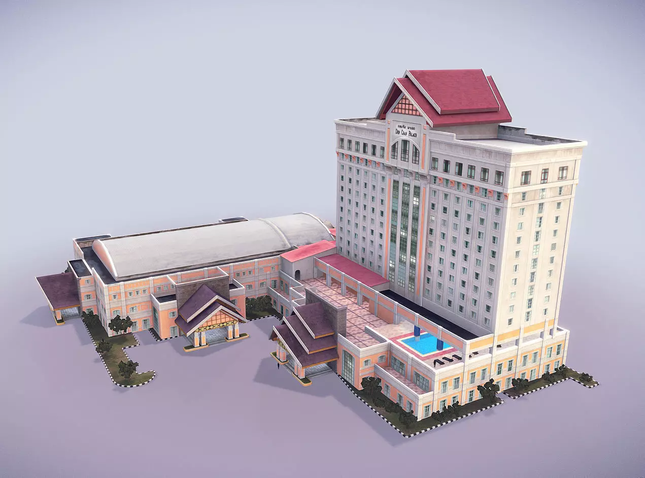 Laos Vientiane Don Chan Palace Hotel Low-poly 3D model