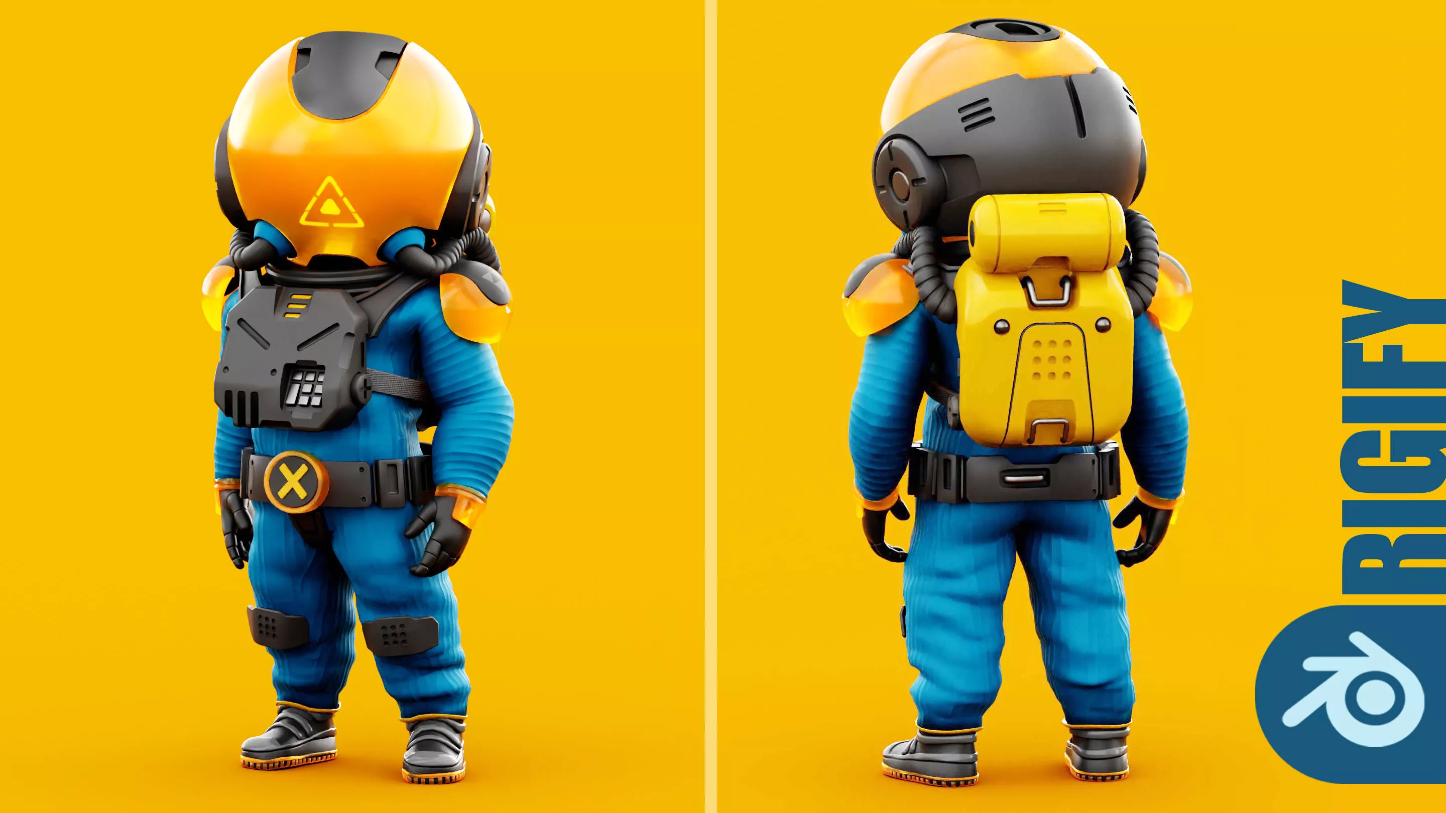 Toon Astronaut F-1 Rigged 3D model