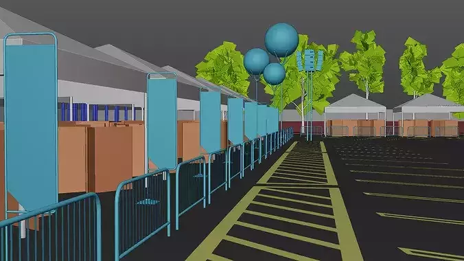 Car Meet Parking Environment Low-poly 3D model 6