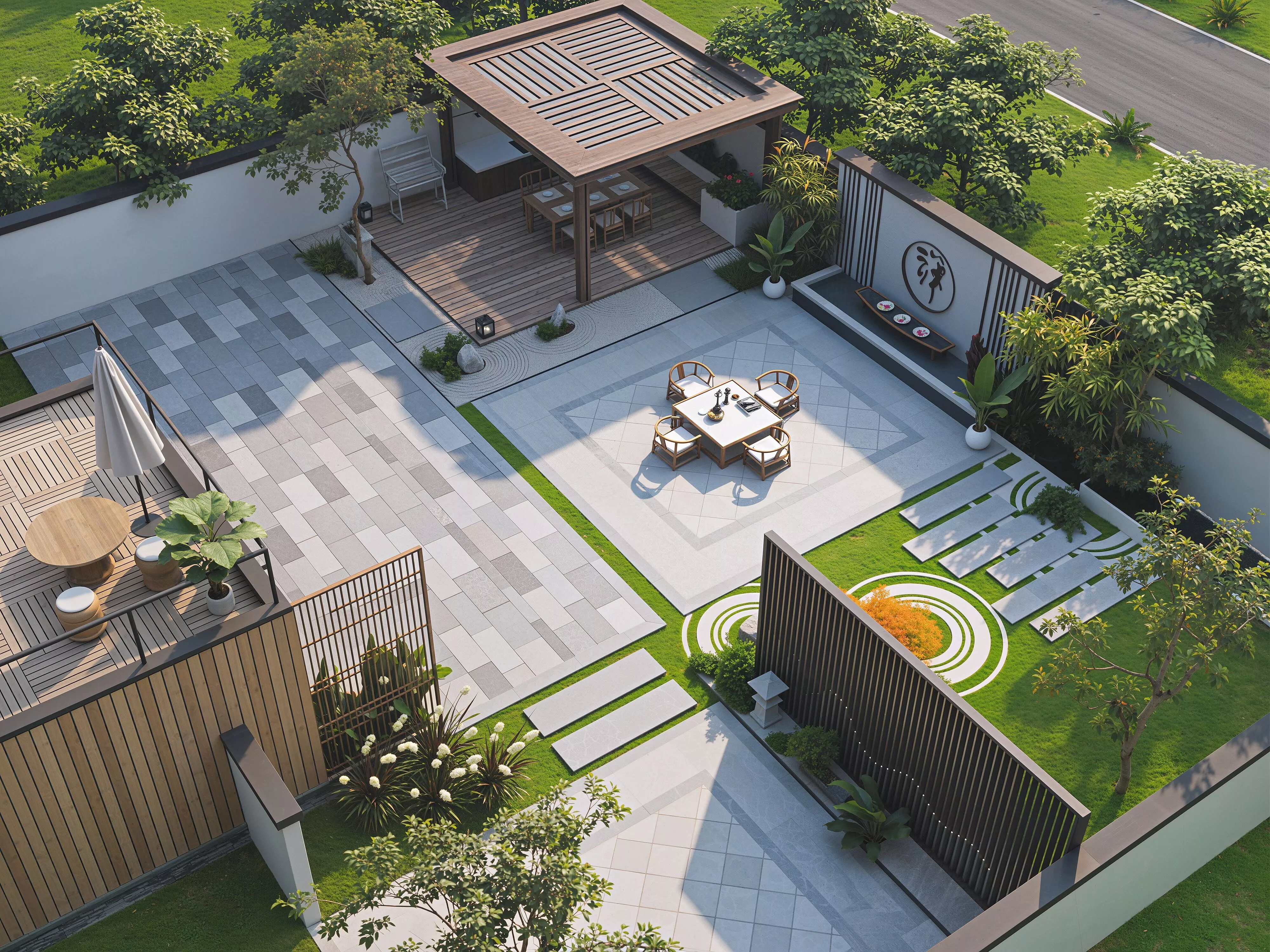 Modern garden courtyard landscape plant combination 3D model