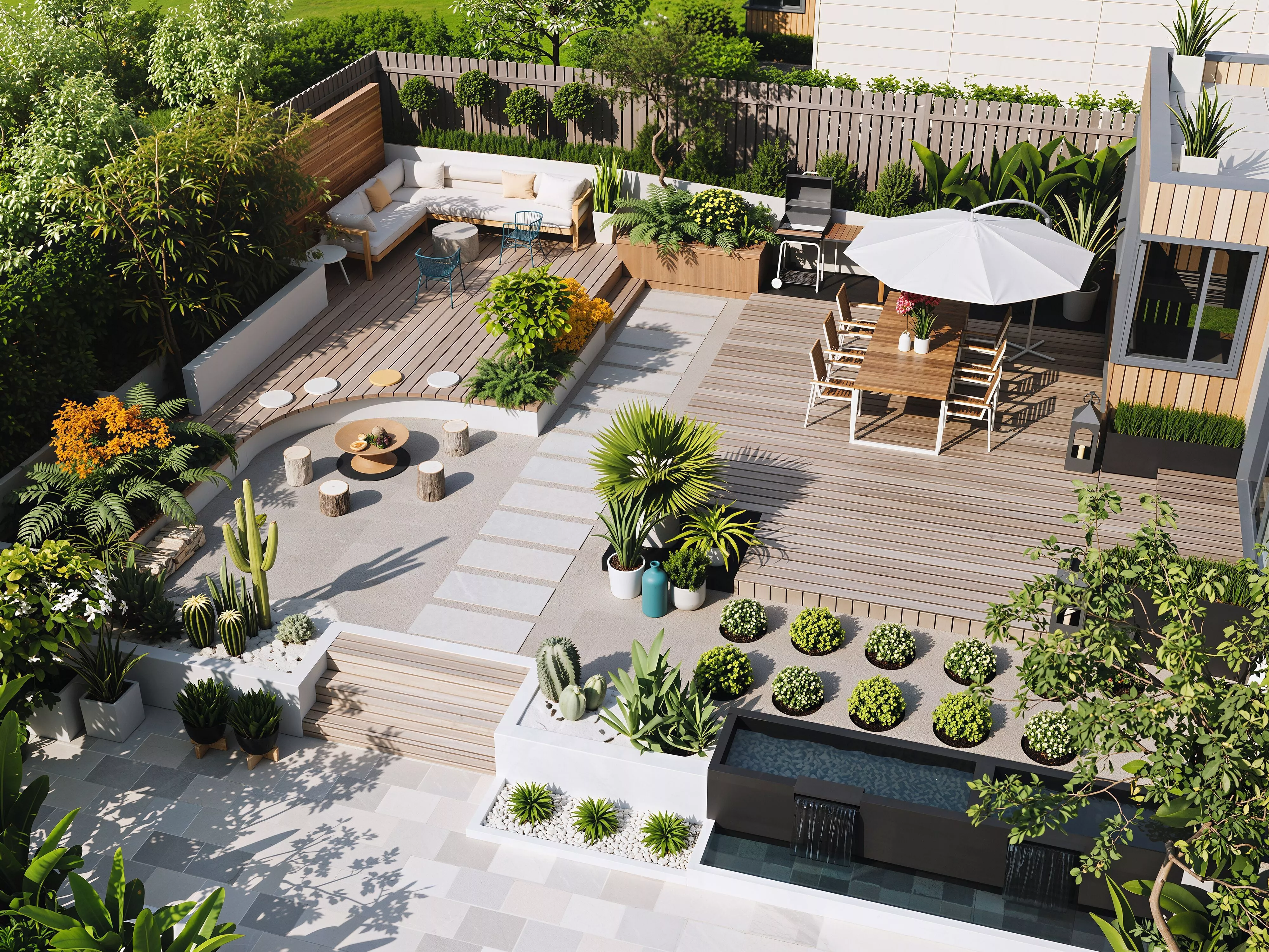 Modern garden courtyard landscape plant combination 3D model