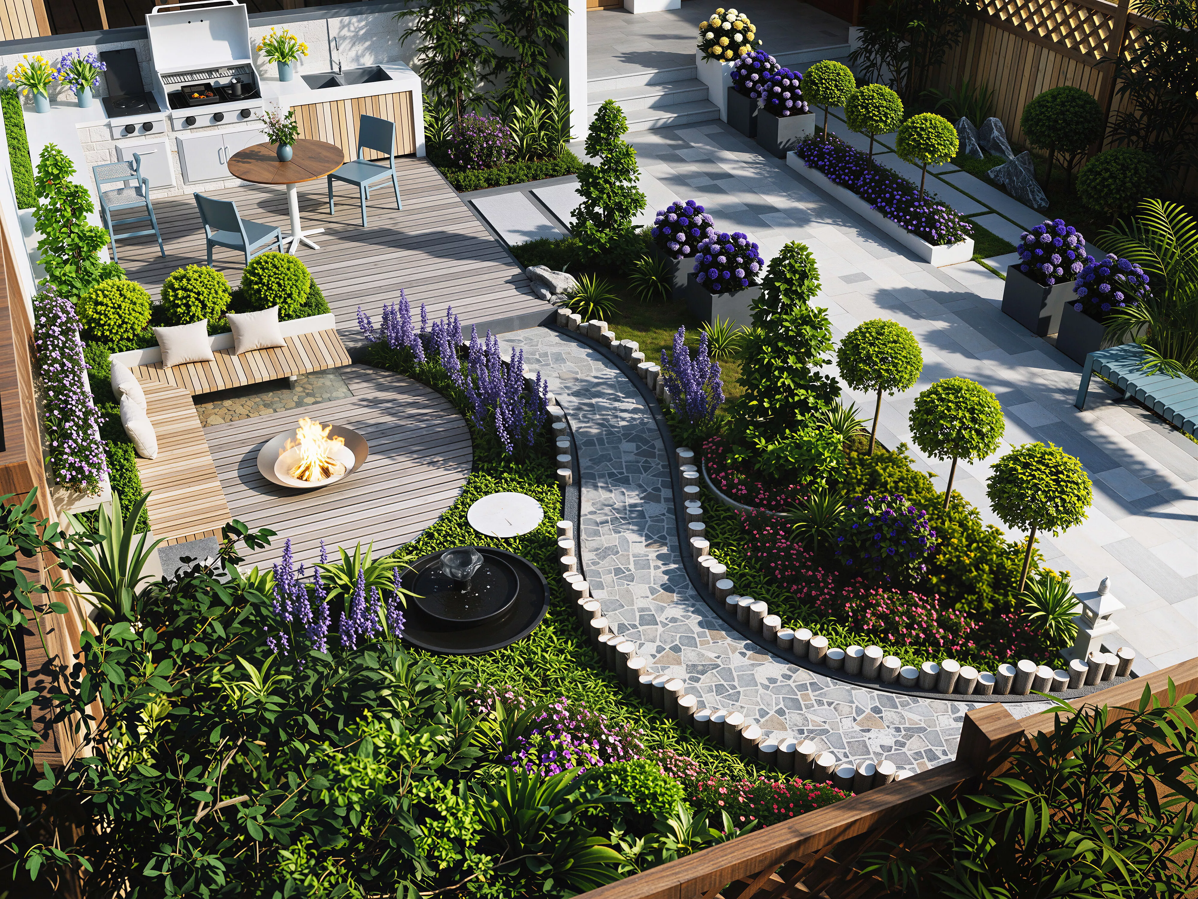 Modern garden courtyard landscape plant combination 3D model