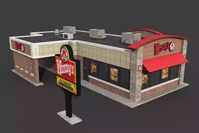 Wendys Restaurant Low-poly 3D model