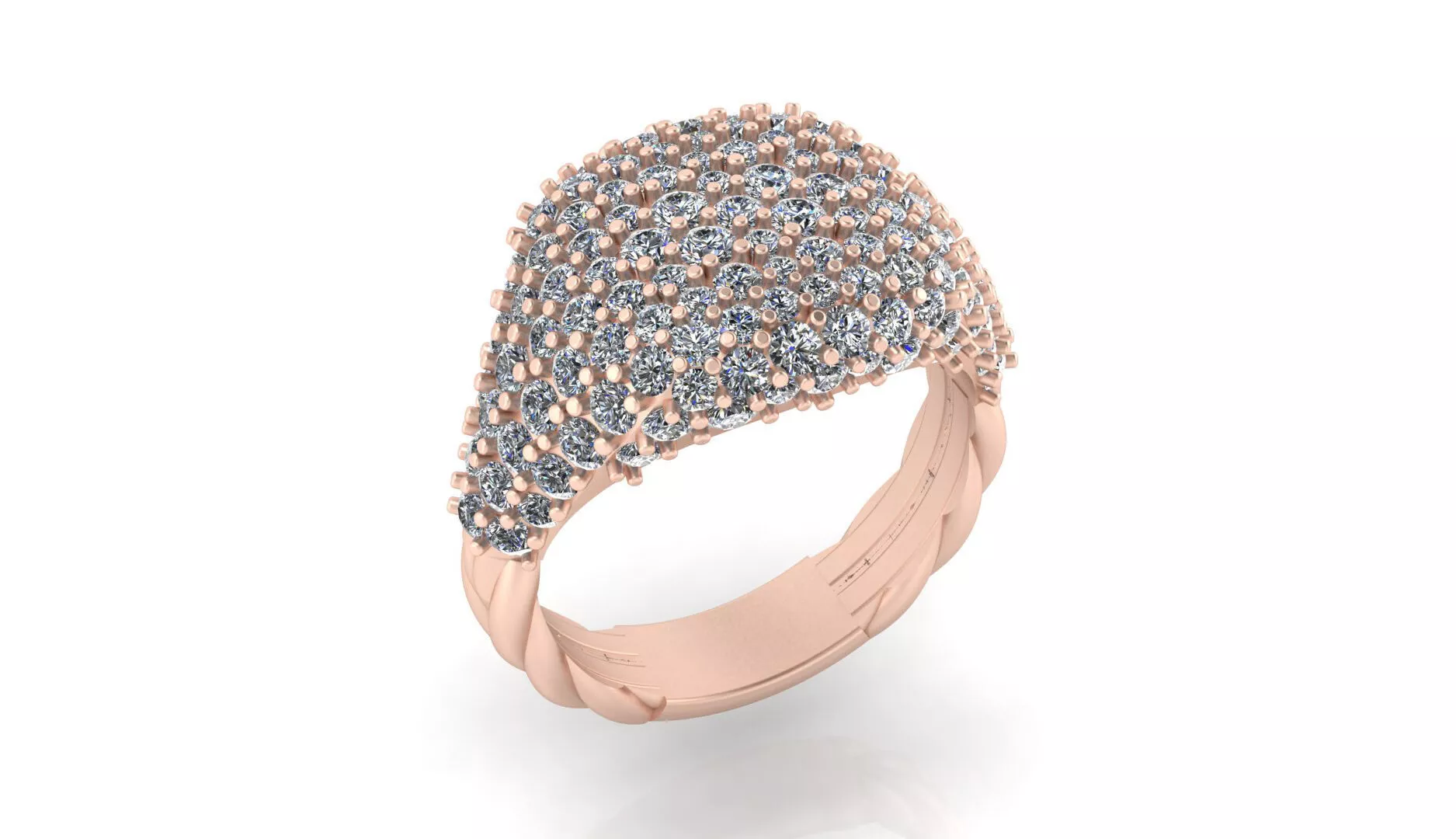 signet pave setting high jewelry ring 3D print model