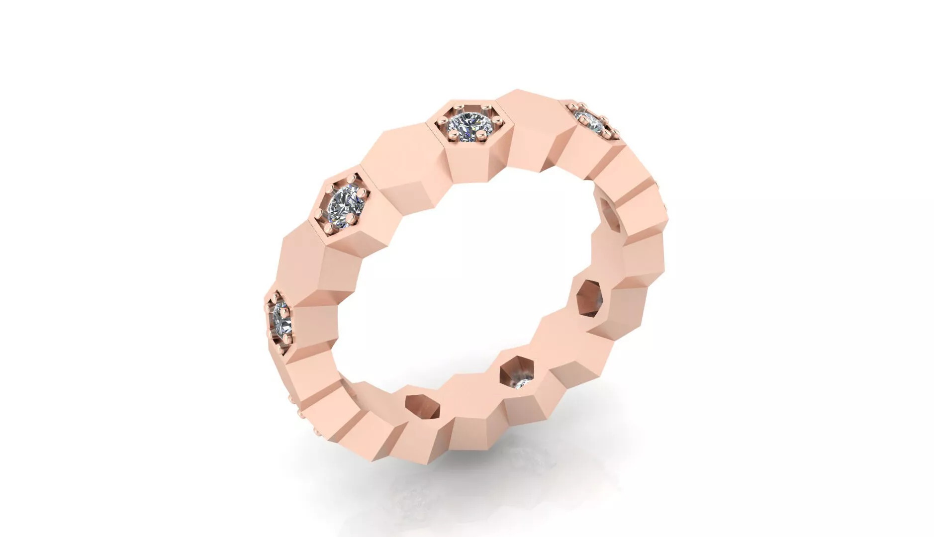 hexagonal eternity engagement jewelry ring 3D print model