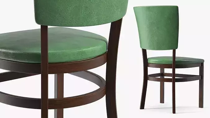 Wooden Dining Chair with Upholstery 3D model 4