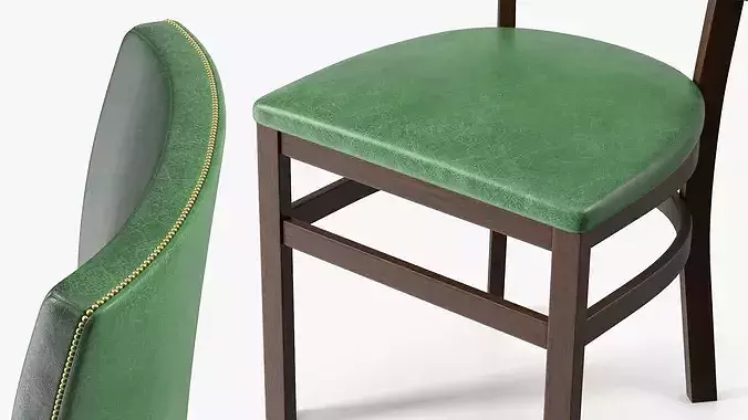 Wooden Dining Chair with Upholstery 3D model 5