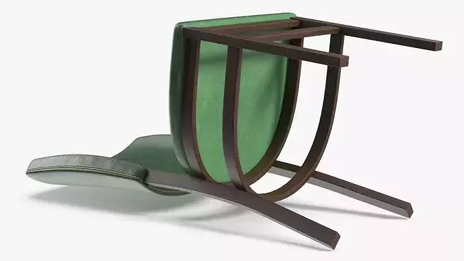 Wooden Dining Chair with Upholstery 3D model 7