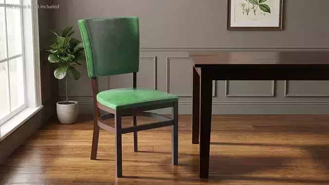 Wooden Dining Chair with Upholstery 3D model 2