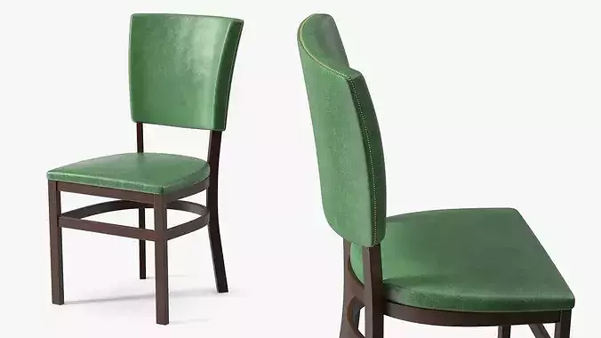 Wooden Dining Chair with Upholstery 3D model